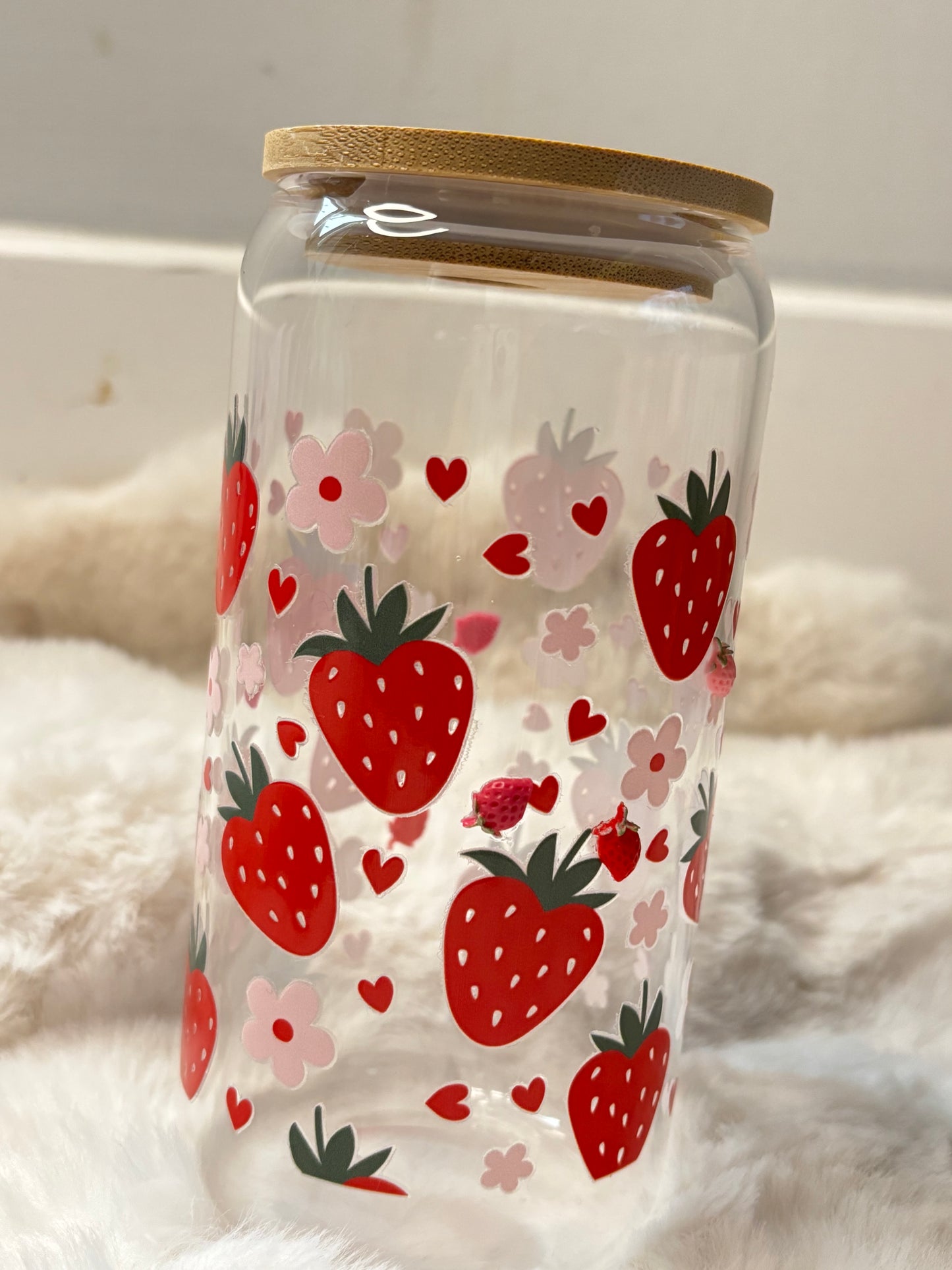 Strawberry glass tumbler