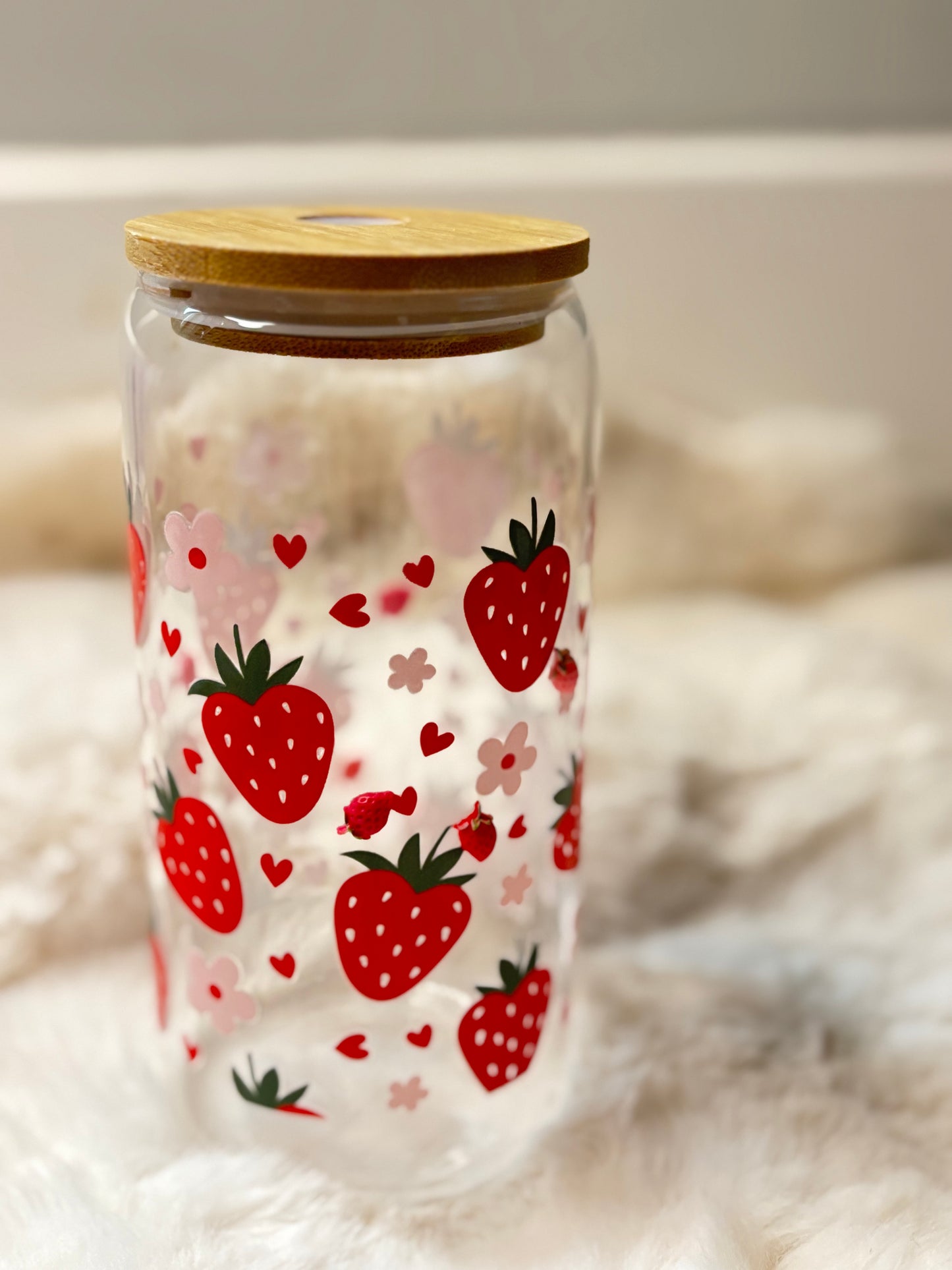 Strawberry glass tumbler