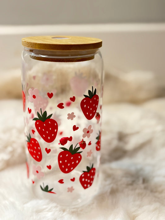 Strawberry glass tumbler